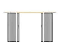 Porte coulissante double avec système à galandage - aluminium et verre trempé fumé - 2 x H205 x L63 cm - LINCI II