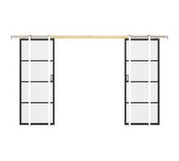 Porte coulissante double avec système à galandage - aluminium et verre trempé transparent - 2 x H205 x L93 cm - SINCA II