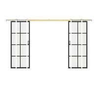 Porte coulissante double avec système à galandage en aluminium et verre trempé - 2 x H205 x L63 cm - WILDEN II