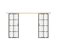 Porte coulissante double avec système à galandage en aluminium et verre trempé - 2 x H205 x L63 cm - WILDEN II