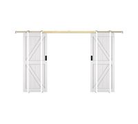 Vente-unique - Porte coulissante double avec systéme à galandage en bois et MDF - blanc - 2 x H205 x 83 cm - NEFARA