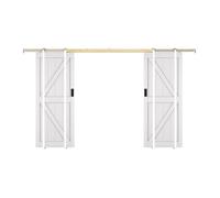 Porte coulissante double avec système à galandage en bois et MDF - blanc - 2 x H205 x 83 cm - NEFARA