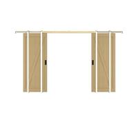 Porte coulissante double avec système à galandage en bois et MDF - Naturel clair - 2 x H205 x L93 cm - BALERMA
