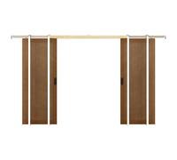 Porte coulissante double avec système à galandage en MDF et bois - naturel foncé - 2 x H205 x L63 cm - SANDORA
