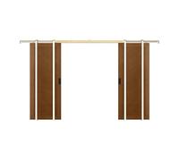 Porte coulissante double avec système à galandage en MDF et bois - naturel foncé - 2 x H205 x L83 cm - SANDORA