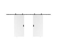 Porte coulissante double avec système en applique - 2 x H205 x L93 cm - MDF + PVC Blanc - VARIN II