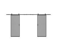Porte coulissante double avec système en applique - aluminium et verre trempé fumé - 2 x H205 x L63 cm - LINCI II