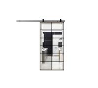 Porte coulissante en aluminium noir et verre (Transparent)