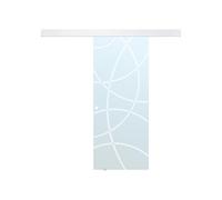 Porte coulissante avec système en applique H205 x L83 cm - Verre trempé dépoli - HEIDI