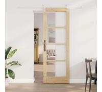 Porte coulissante en bois et métal 73,5 x 211 cm - Moderne et durable pour salon, chambre à coucher - Peu encombrant et stable - Installation facile