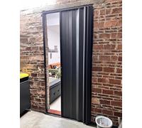 Porte coulissante en métal Concertina pour porte d'entrée de terrasse extérieure, porte pliante grise avec serrure et clé, kit de quincaillerie pour écran rétractable de style accordéon