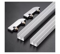 Porte coulissante en verre épais de 5mm, glissière de vitrine à Double voie, accessoires de roue de piste en alliage d'aluminium(90cm/35.4in)
