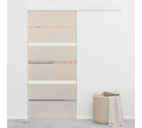 Porte coulissante en verre ESG et aluminium, 90 x 205 cm, argentée, silencieuse, peu encombrante, pour salon et bureau, kit de montage inclus