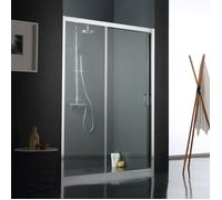PORTE COULISSANTE EN VERRE TRANSPARENT POUR DOUCHE AVEC DEUX PAROIS 150CM