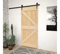 Porte coulissante et kit de quincaillerie 100x210 cm Pin massif