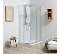 PORTE COULISSANTE ET VERRE FIXE POUR CABINE DE DOUCHE 70-80 CM 4 MM LEO