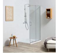 PORTE COULISSANTE ET VERRE FIXE POUR PAROI DE DOUCHE 70-80 CM 4 MM | LEO
