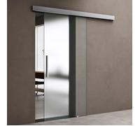 doporro Porte Coulissante en Verre pour L'intérieur 77,5cm x 215cm Verre de Sécurité Opaque Poignée de Barre Porte Glissante Distance au Mur de 15mm avec Amortisseur Amalfi 14H