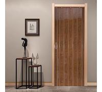 Porte coulissante intérieure accordéon en PVC, effet grain de bois de pin naturel, solution peu encombrante pour les chambres et les placards