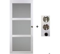 Porte Coulissante Kenya blanc Vitrée H204 x L83 cm, coquilles, tire doigt