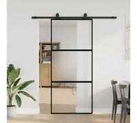 Porte coulissante kit quincaillerie noir 76x205 cm verre trempé vidaXL