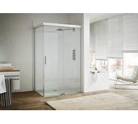 Porte coulissante Koralle S600Plus avec cloison côté entrée DSTD2 160 R, cloison droite, 1600mm, V1153S7620RP1, Cabines de douche: Profil/panneau : Argent poli brillant / Fumo, Verre : ESG GlasPlus