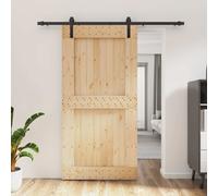 Porte coulissante Naturel et noir 100 x 210 cm vidaXL
