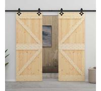 Porte coulissante Naturel et noir Bois de pin massif Moderne Solution vidaXL vid