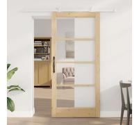 vidaXL Porte coulissante intérieure ORKDAL blanche avec kit bois de pin massif et verre 93x202x4 cm