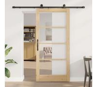 vidaXL Porte coulissante intérieure ORKDAL blanche avec kit bois de pin massif et verre 93x202x4 cm
