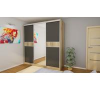 Porte coulissante penderie 3D/240 Dąb Grand/Noir graphite, miroir - Premium Quincaillerie