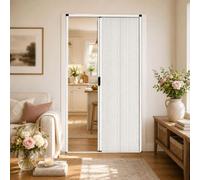 Porte coulissante pliante à rail ultra-plat, conception à joint magnétique | Porte coulissante pliante rétractable avec poignée et roulettes en laiton, for armoires(H190cm/74.8in,W100cm/39.4in)