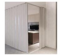 Porte coulissante pliante en plastique PVC, design à angle droit en forme de L pour usage commercial et placard, montage plafond au sol