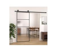 vidaXL Porte coulissante Porte de grange 151659 Verre ESG dépoli Aluminium 90x205 cm Noir