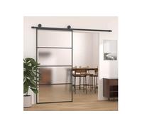 vidaXL Porte coulissante Verre ESG dépoli aluminium 102,5x205 cm Noir