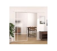 vidaXL Porte coulissante Verre ESG dépoli et aluminium 90x205 cm Blanc