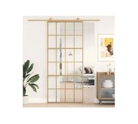 Porte Coulissante, Porte Suspendue avec Butoir, Porte avec Panneaux Grange Cuisine Maison Intérieur, Doré Verre Clair 155173