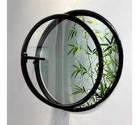 Porte coulissante ronde pour abri de jardin avec hublot - Design en alliage d'aluminium - Montage encastré - Idéal pour une vitrine de jardin - Noir transparent - 80 cm
