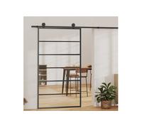 vidaXL Porte coulissante Verre ESG et aluminium 102x205 cm Noir, 102 x 205 cm (l x H), 29.22kg