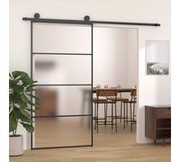 vidaXL Porte coulissante Porte de grange 151659 Verre ESG dépoli Aluminium 90x205 cm Noir