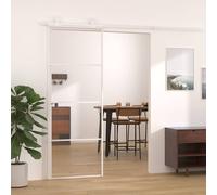Porte Coulissante Verre ESG et Aluminium 76x205 cm Blanc Intérieur vidaXL