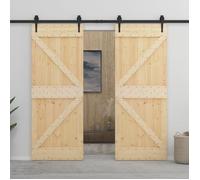 Porte coulissante - vidaXL - 90x210cm - Bois de pin massif - Kit de quincaillerie inclus - Couleur noir