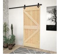 vidaXL Porte coulissante avec kit de quincaillerie 90x210cm Pin massif