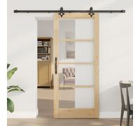 Porte Coulissante vidaXL avec Ensemble de Matériel 86x198.5 cm en Bois Massif de Pin, Porte Intérieure vidaXL avec Verre ""ORKDAL"" 86x198.5x4 cm en Bois Massif de Pin