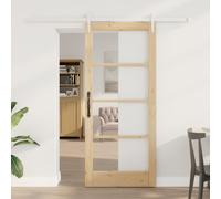 Porte coulissante vidaXL avec ensemble de quincaillerie 78x202 cm Bois massif pin, Porte intérieure vidaXL avec verre 'ORKDAL'78x202x4 cm Bois massif pin