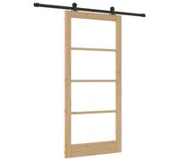 Porte Coulissante vidaXL avec Ensemble de Quincaillerie 'ORKDAL'Bois Massif & Verre, Porte Intérieure vidaXL avec Verre 'ORKDAL'93x202x4 cm Bois Massif Pin