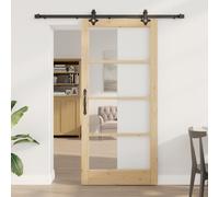 Porte Coulissante vidaXL avec Ensemble de Quincaillerie 'ORKDAL'Bois Massif & Verre, Porte Intérieure vidaXL avec Verre 'ORKDAL'93x202x4 cm Bois Massif en Pin