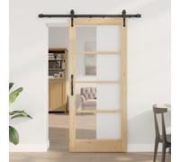 Porte Coulissante vidaXL avec Kit Matériel 'ORKDAL'78x202 cm, Porte Intérieure vidaXL avec Verre 'ORKDAL'78x202x4 cm Bois Solide en Pin