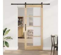 Porte coulissante vidaXL avec quincaillerie 86x211 cm Bois massif en pin, Porte intérieure vidaXL avec verre 'ORKDAL'86x211x4 cm Bois massif en pin