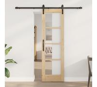 Porte coulissante vidaXL avec quincaillerie 'ORKDAL', en bois massif et verre, Porte intérieure vidaXL avec verre 'ORKDAL'61x198.5x4 cm en bois massif de pin